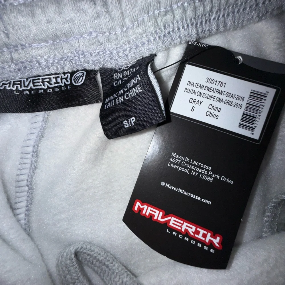 Maverik DNA Lacrosse Team‎ Sweatpants Gray Fleece Athletic Joggers S NWT